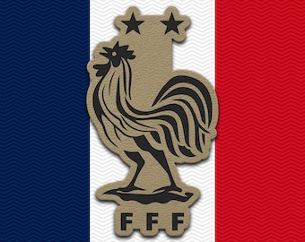 Parche de cuero con el escudo de la selección francesa de fútbol - Emblema táctico con cierre de velcro