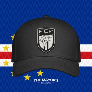 Cape Verde Soccer Snapback Hat | Black & White Leather