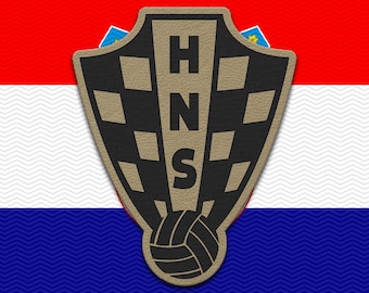 Croatia Soccer Shield Leather Patch - Hook Backing Tactical Emblem