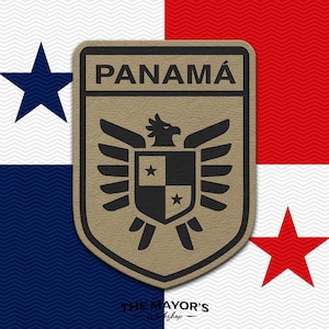 Panama Soccer Shield Leather Patch - Hook Backing Tactical Emblem