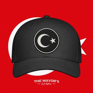 Turkey Soccer Snapback Hat | Turkish Leather Patch Cap | Black & White Leather