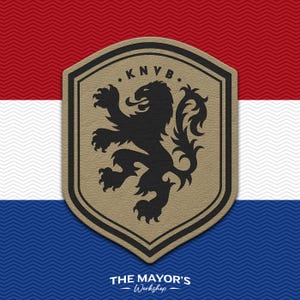 Netherlands Soccer Shield Leather Patch - Hook Backing Tactical Emblem