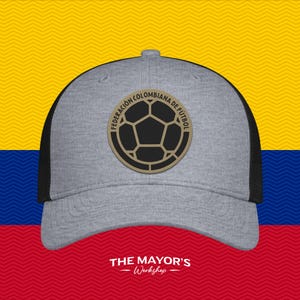 Colombia Soccer Snapback Hat | Colombian Leather Patch Cap | Tan Leather Patches