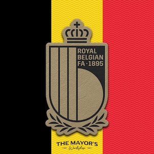 Belgium Soccer Shield Leather Patch - Hook Backing Tactical Emblem