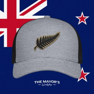 New Zealand Soccer Snapback Hat | Kiwi Leather Patch Cap | Tan & Black Leather