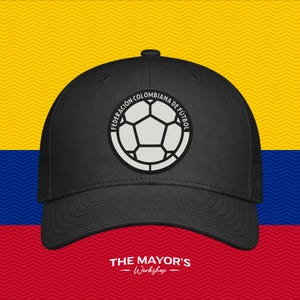 Colombia Soccer Snapback Hat | Colombian Leather Patch Cap | Black Leather Patches
