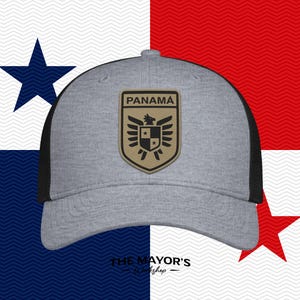 Panama Soccer Snapback Hat | Panamanian Leather Patch Cap | Tan & Black Leather