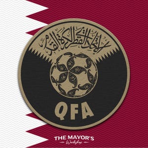 Qatar Soccer Shield Leather Patch - Hook Backing Tactical Emblem