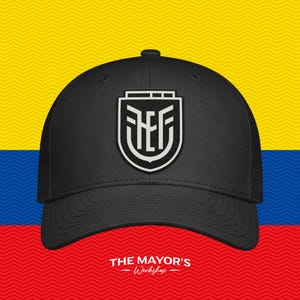 Ecuador Soccer Snapback Hat | Ecuadorian Leather Patch Cap | Black Leather Patches