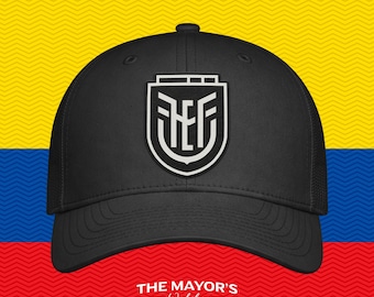 Gorra snapback de fútbol de Ecuador / Gorra con parche de cuero ecuatoriano / Parches de cuero negro