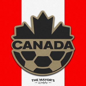 Canada Soccer Shield Leather Patch - Hook Backing Tactical Emblem