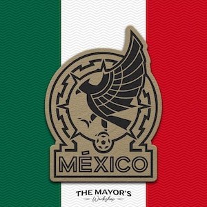 Mexico Soccer Shield Leather Patch - Hook Backing Tactical Emblem