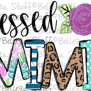 READY To PRESS - Blessed Mimi - Teal - Leopard - Sublimation Transfer, , Shirt Transfer & More