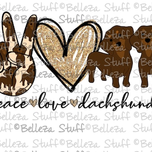 READY To PRESS - Peace Love Dachshunds - Dogs - Sublimation Transfer, , Shirt Transfer