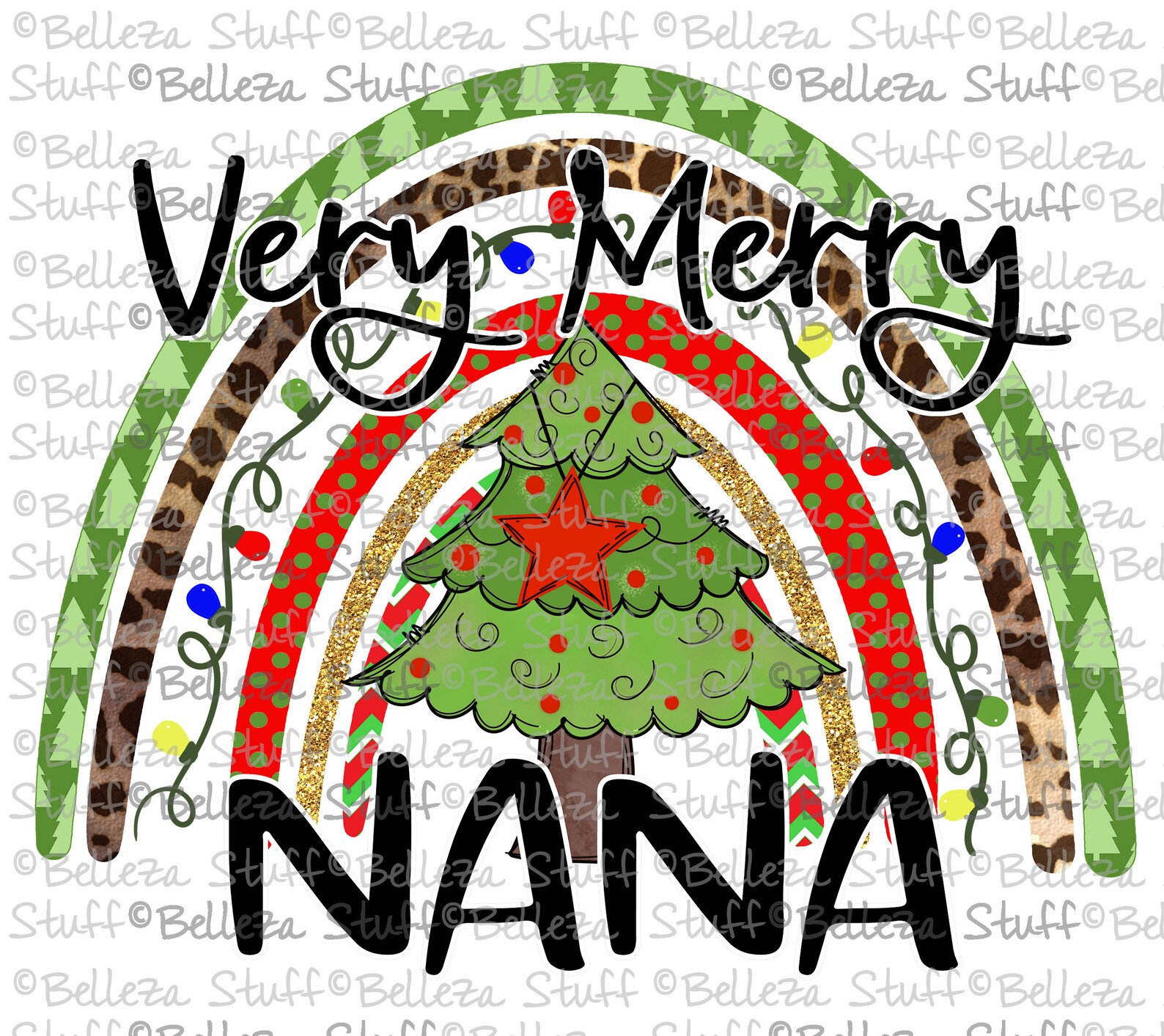 Very Merry Nana Christmas Rainbow With Tree PNG File Etsy UK