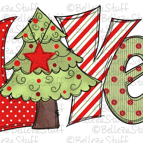 Love Christmas Tree - PNG File, Sublimation Design for Digital Download and Printable Winter, Christmas