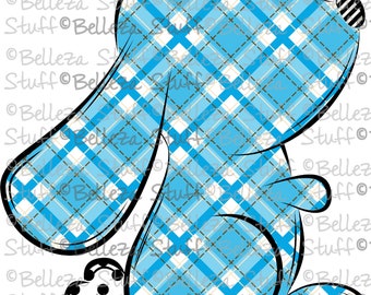 READY To PRESS  - Bunny Silhouette - Blue Plaid - Boy - Easter - Sublimation Transfer, Shirt Transfer & More