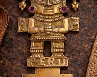 Tumi Symbol Brass Wall Hanging Peru