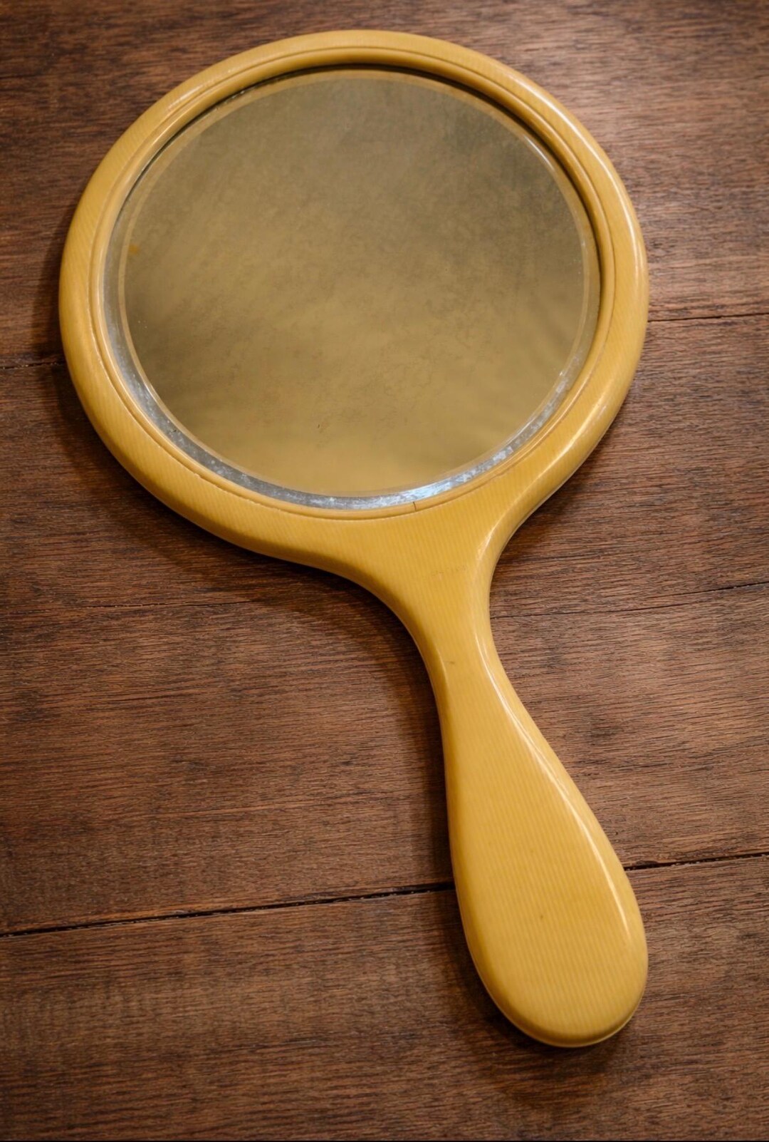 Pyralin Antique 1920s Butterscotch Ivory Pyralin-celluloid Round Hand Mirror ...