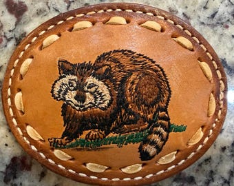 Klamra do paska ze skóry Tony'ego Lamy w stylu vintage z haftem szopowym