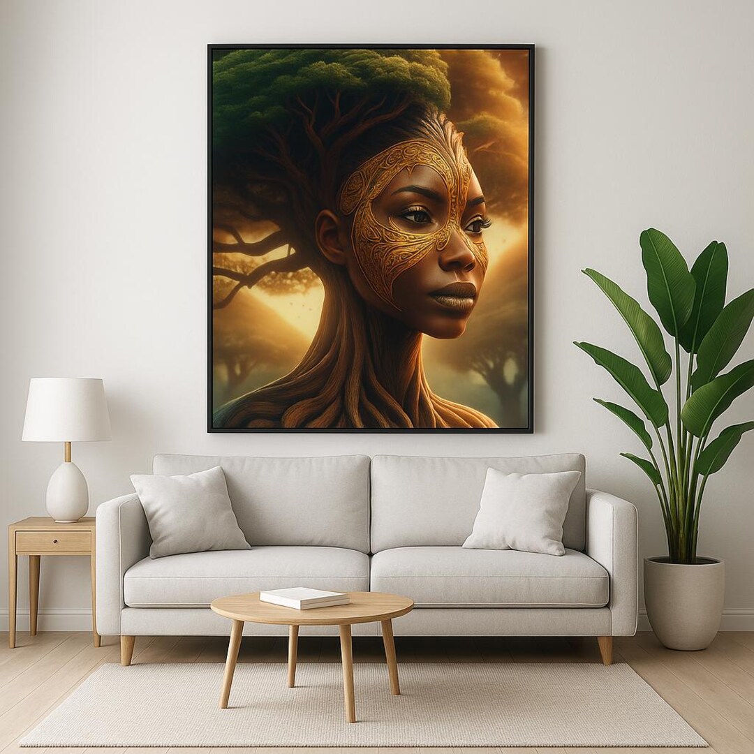 Afro Goddess Tree Art Print | Nature Spirit Portrait (digital Download ...