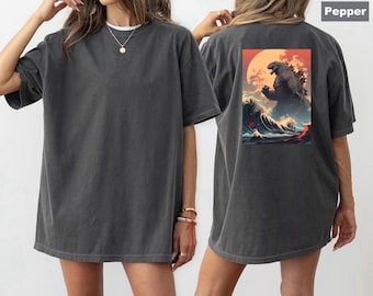 Camiseta Comfort Colors Godzilla Wave, Ropa de monstruos Kaiju