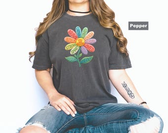 Camiseta Comfort Colors®, Camiseta con estampado floral, Camiseta para una vida mental positiva