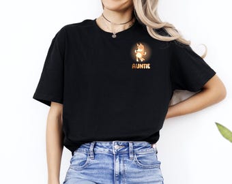 Camiseta de la tía Bluey, camiseta de tía con perro de dibujos animados