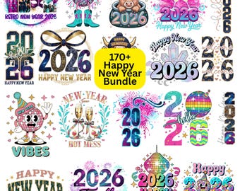 Happy New Year 2026 PNG Bundle, Shirt Designs (Digital Download)