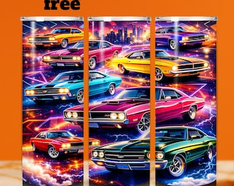 Hot Rod Tumbler Wrap | Vintage Muscle Car Flames (PNG Digital Download)