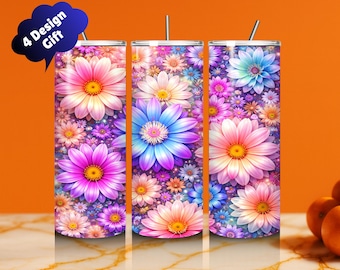 Floral Tumbler Wrap: Spring Flower Sublimation Design, Inflated Balloon Dog Valentine Tumbler Wrap PNG (Digital Download)