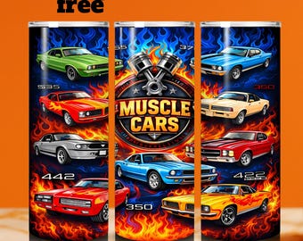 Muscle Cars Lover Tumbler Wrap Sublimation Design  | Vintage Muscle Car Art | Digital Download