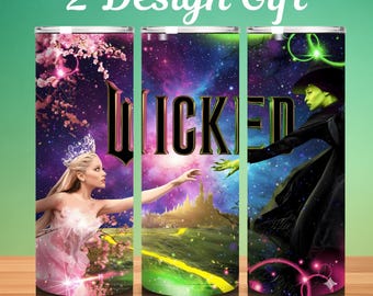 Witch Pink and Green Tumbler Wrap Design (Digital PNG)