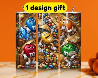 Yummy geel en groen op M&M geïnspireerde afbeelding van 20 oz beker voor sublimatie.