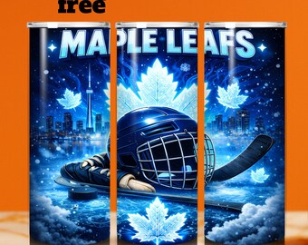 Maple Leafs Tumbler Wrap PNG | 20oz Skinny Sublimation Design (Digital Download)