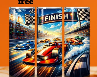 Race Car Tumbler Wrap PNG: 20 oz Skinny Sublimation Sublimation Design (Digital Download)
