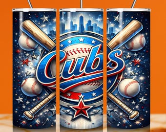 Baseball City Emblem 20oz Tumbler Wrap, Sport Mascot PNG (Digital Download)