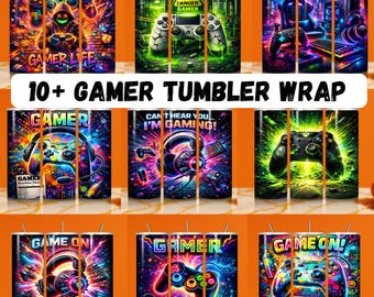 Gamer Tumbler Wrap Bundle, 3D Game Controller Tumbler Wrap, 20oz Skinny Tumbler, Video Game Sublimation, Video Gaming Tumbler Wrap