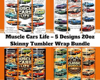 Classic Muscle Car Tumbler Wrap Sublimation Design (Digital Download)