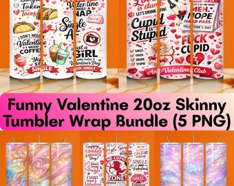 Funny Anti Valentine Tumbler Wrap PNG Single Quotes 20oz Skinny Sublimation Digital File , Seamless Opal and Gold Glitter Marble