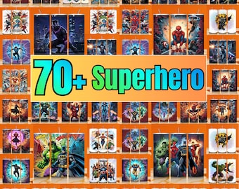 Superhero Tumbler Wrap Bundle, 20oz Skinny Tumbler PNG (Digital Download)