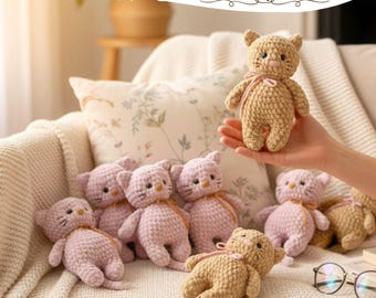 Padrão de crochê de gato, padrão de amigurumi, bichos de pelúcia