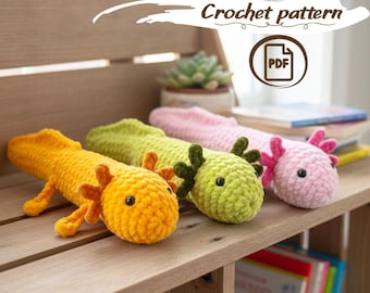 Modèle de crochet d'axolotl, amigurumi, tutoriel de crochet pour peluche sans couture (PDF)