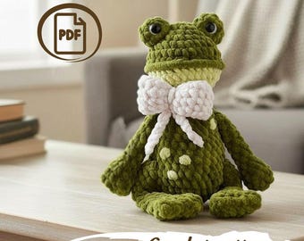 かぎ針編みのカエルのぬいぐるみ：のんびりカエルの編みぐるみ（PDF
