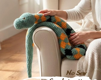 No Sew häkeln Schlange Muster PDF, Plüsch Amigurumi Schlange, einfache anfängerfreundliche Häkelanleitung