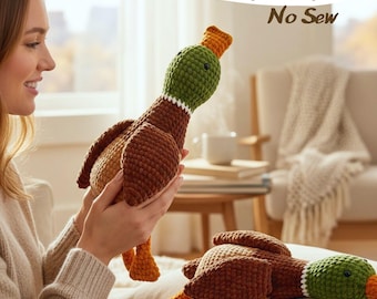 Crochet Duck No Sew Pattern, Mallard Plush Toy for Beginners and Craft Fairs, Farm Animal Amigurumi
