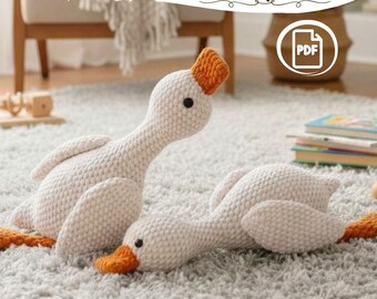 Goose Crochet Pattern PDF, Farm Animal Amigurumi Tutorial, Plush Bird Digital Download