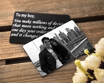 Personalized Wallet Card Engraved Message Love Note Custom Metal Card Wallet Insert Photo Anniversary Gift for Him Keepsake Husband Gifts