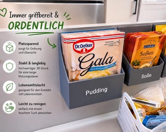 Personalized Pudding Holder - Organizer for Pudding Powder & Baking Ingredients - Kitchen Organization - Pantry Organizer