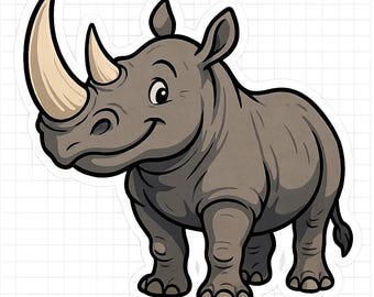 5x Rhinoceros Stickers Majestic Wildlife Stickers Safari Motif Waterproof for Car Laptop Animal Illustration 9 x 9 cm